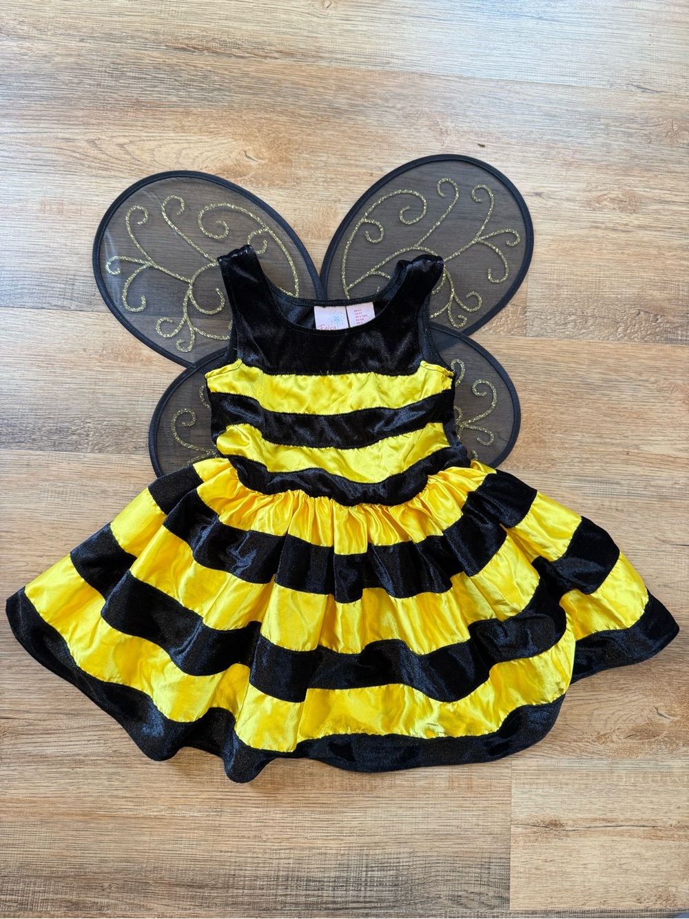 Kids Yellow and Black Bee Costume Dress with Wings Girls Size 5T